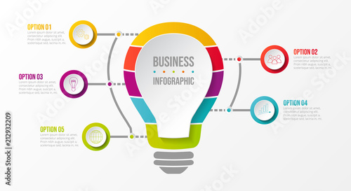 Business idea - colourful infographic with icons. Vector.