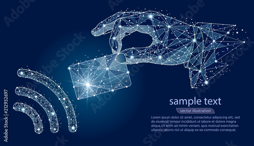 NFC technology. payments concept. NFC touch payment vector outline Icon. Vector abstract polygonal image mash line and point.