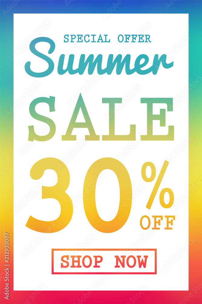 Fototapeta premium Summer Sale - special offer. Concept of multicoloured poster. Vector.