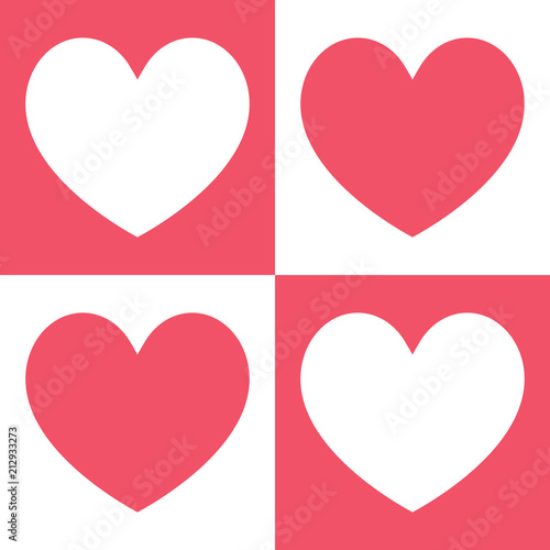 four beautiful pink and white hearts for pattern and background,vector illustration