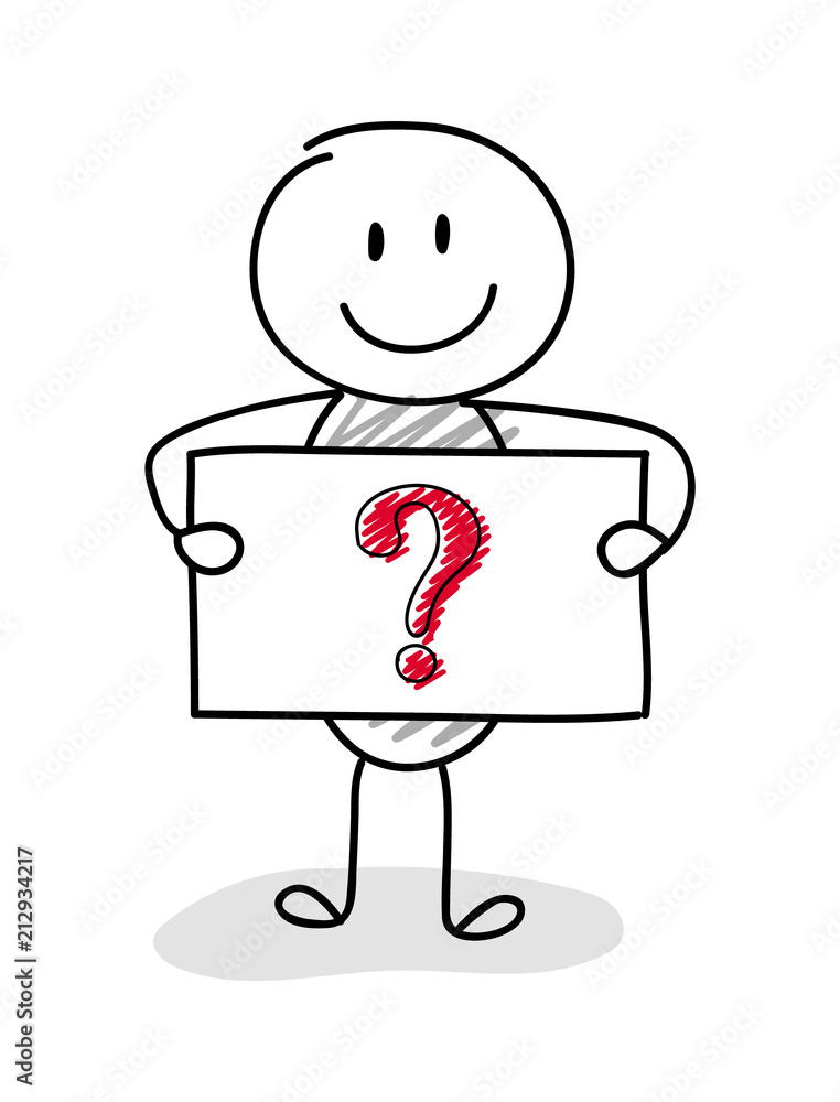 Funny stickman with hand drawn question mark icon. Vector. Stock Vector |  Adobe Stock