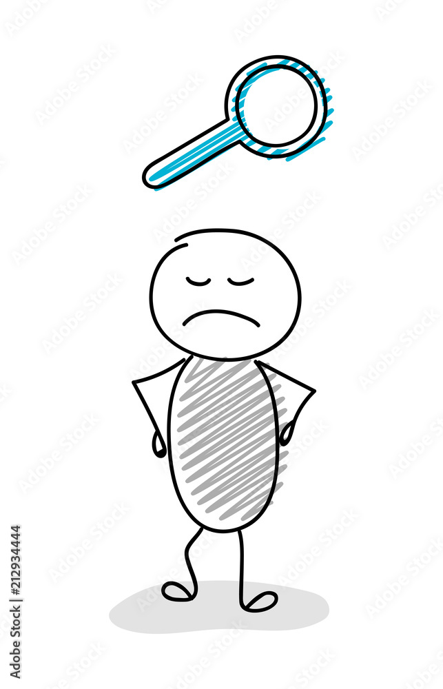 Cartoon stickman holding magnifier (search) symbol. Vector. Cartoon stickman holding magnifier (search) symbol. Vector.