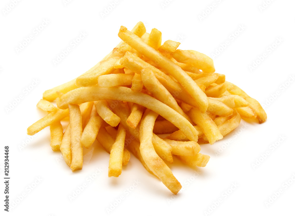 potato fry on white isolated background potato fry on white isolated background
