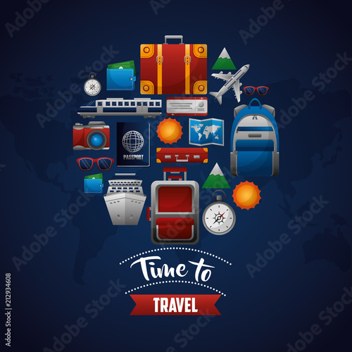 time to travel vacation tourism relax vector illustration