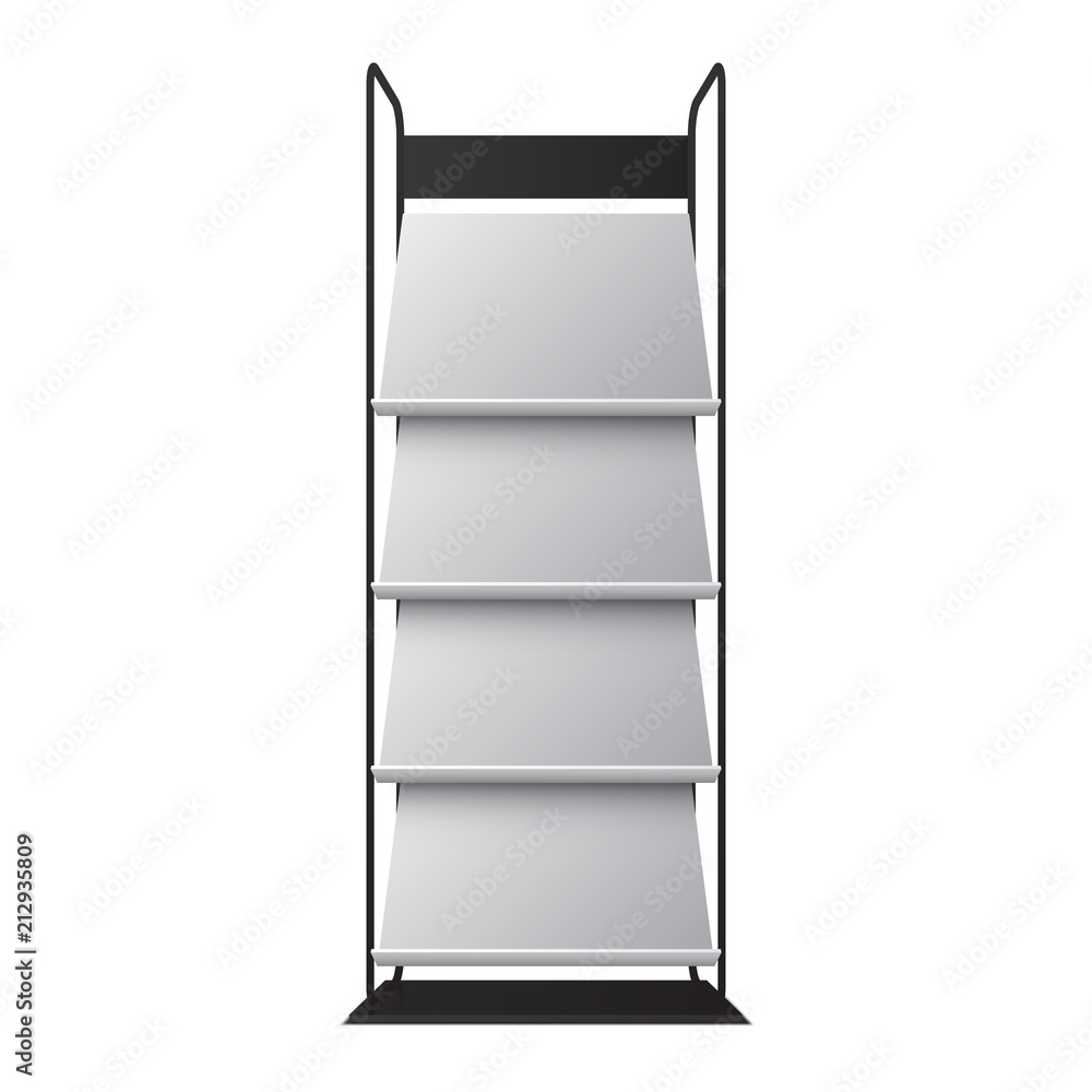 Exhibition shelf for magazines or newspaper, vector expo stand design Exhibition shelf for magazines or newspaper, vector expo stand design