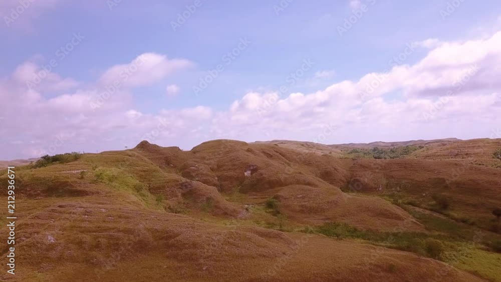 Aerial View Sleeping Giant Hill in The Summer Season, East Sumba Aerial View Sleeping Giant Hill in The Summer Season, East Sumba
