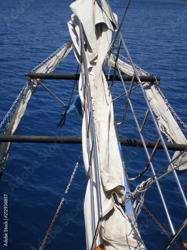 The bow of the ship overlooking the Mediterranean Sea near Antaliya photo