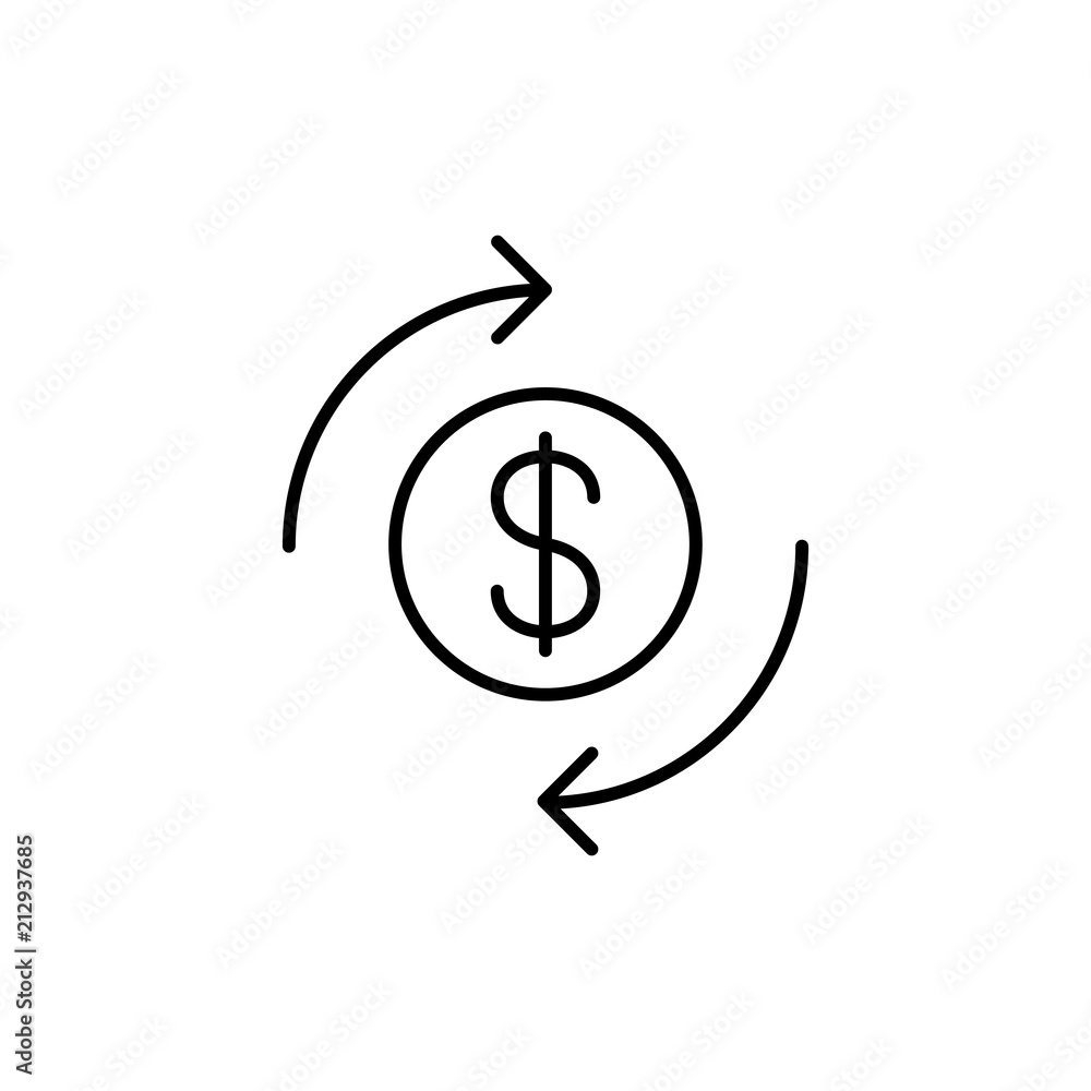 money currency exchange line black icon money currency exchange line black icon
