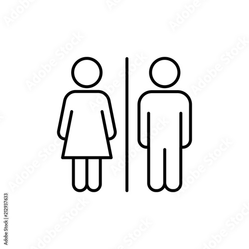 wc bathroom toilet sign line black icon on white background