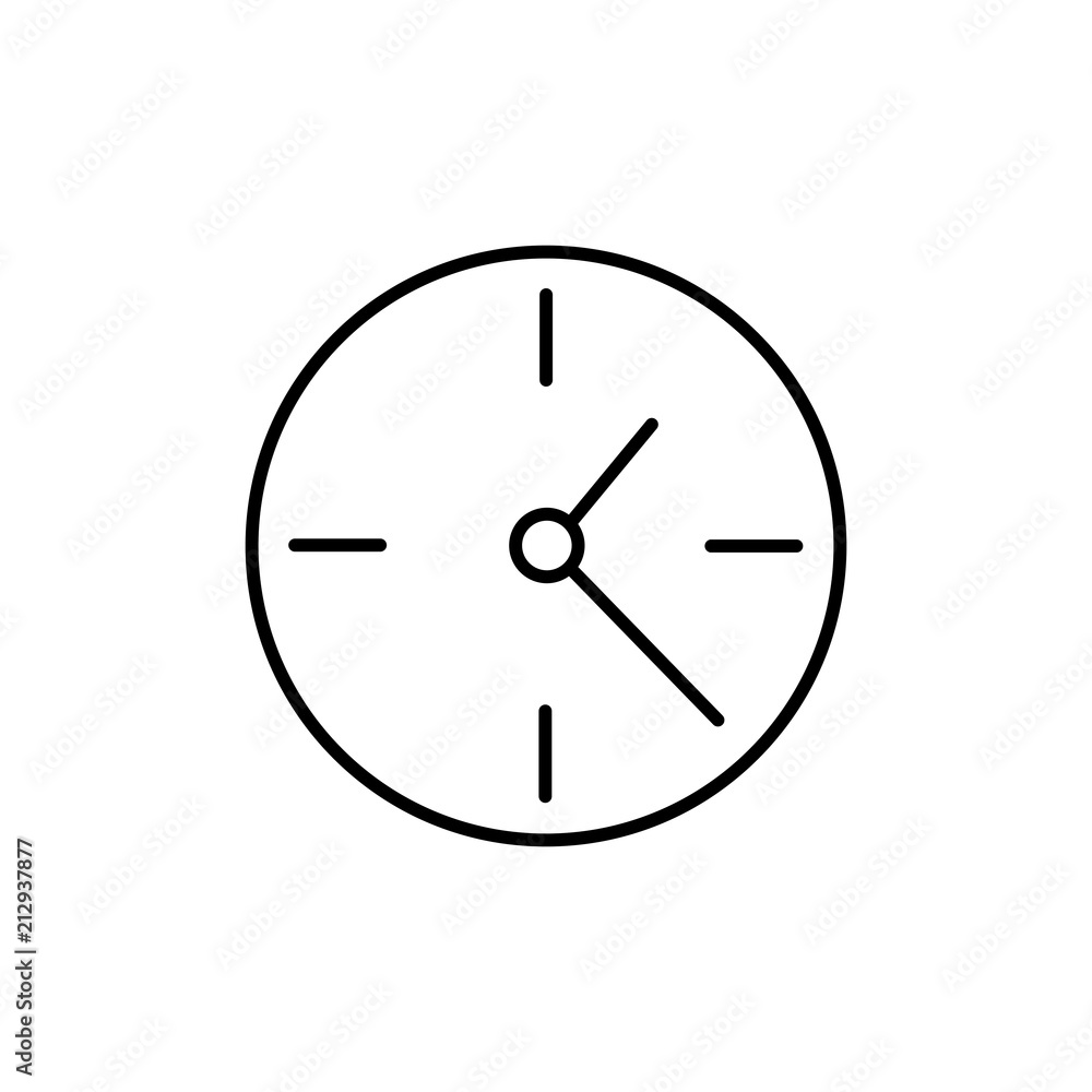 clock time symbol line black icon on white background clock time symbol line black icon on white background