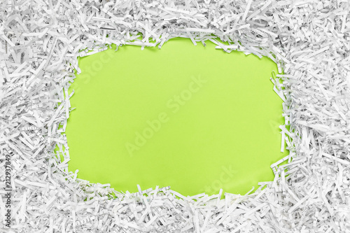 Frame with copy space made of recycled shredded paper
