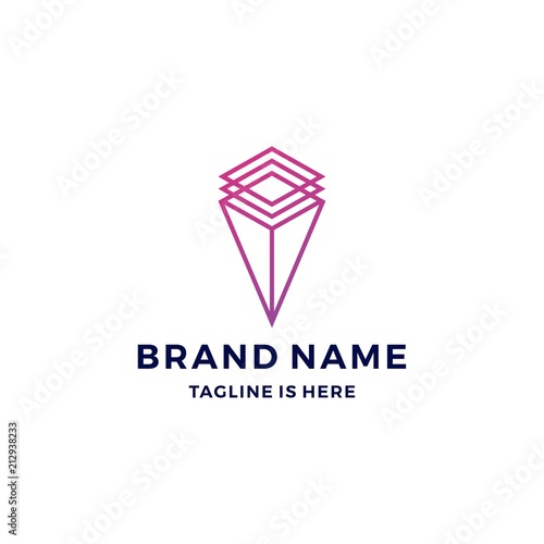 geometric prism logo vector blockchain bitcoin ethereum vector