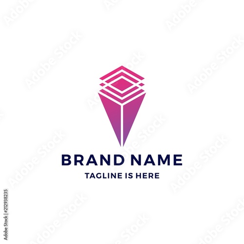 geometric prism logo vector blockchain bitcoin ethereum vector
