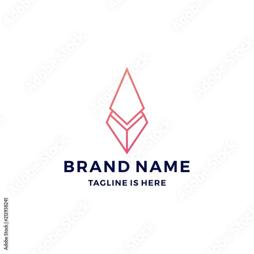 geometric prism logo vector blockchain bitcoin ethereum vector