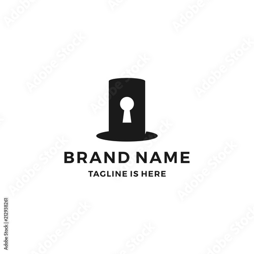 hat keyhole key hole logo vector icon