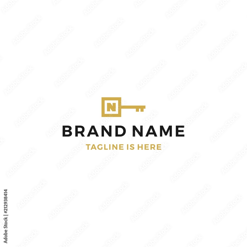 Obraz premium n letter key logo vector icon