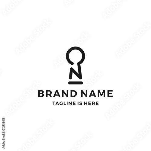 n letter keyhole logo icon