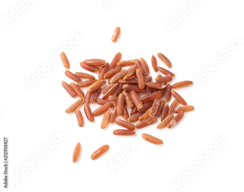 Wild red rice pile isolated on white background