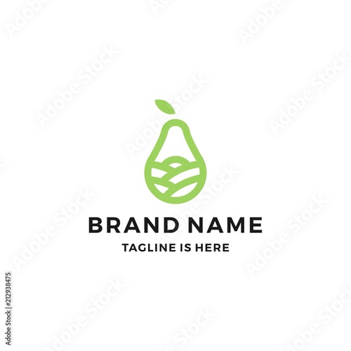 pear orchard garden landscape field logo vector icon line outline monoline