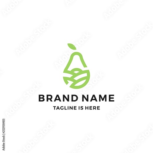 pear orchard garden landscape field logo vector icon line outline monoline