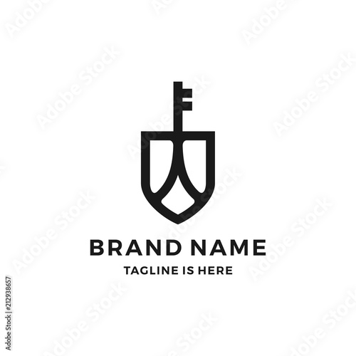 key shield secure security protector logo vector icon
