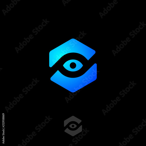Eye icon, UI.  Tracking, monitoring logo. Eye care emblems. View, webcam, watching icons. Eye symbol on a Web button. Monochrome option.