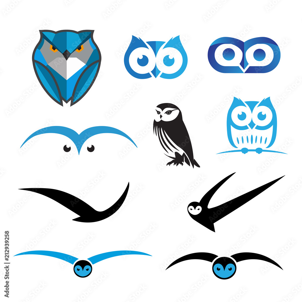 Fototapeta premium Set of Owl Logos