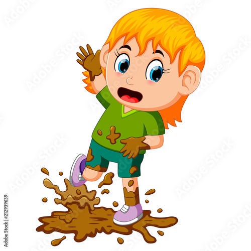  Little girl playing in the mud