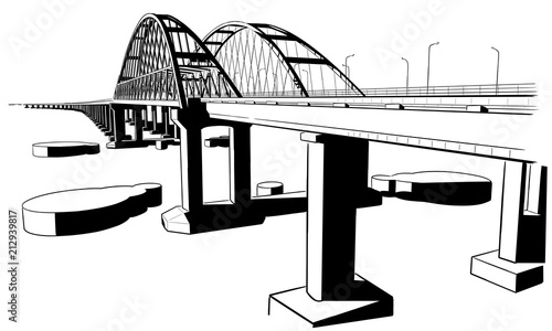 Hand drawn sketch of Crimean bridge