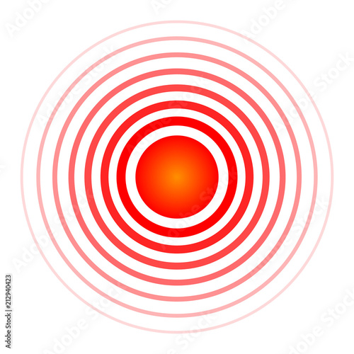 Creative vector illustration of pill target spot symbol, medical painkiller drug icon isolated on transparent background. Art design red pain circle. Abstract ache analgetic remedy medicine element