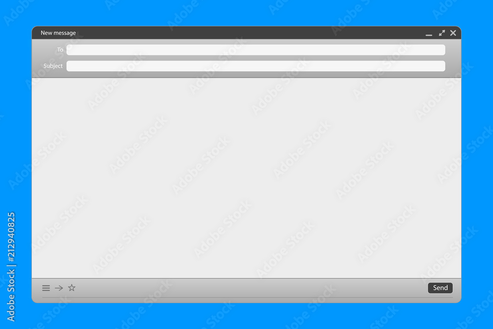 Creative vector illustration of email message interface with send form isolated on transparent background. Art design E-mail blank mockup template. Abstract concept mail page interface web panel. Creative vector illustration of email message interface with send form isolated on transparent background. Art design E-mail blank mockup template. Abstract concept mail page interface web panel.