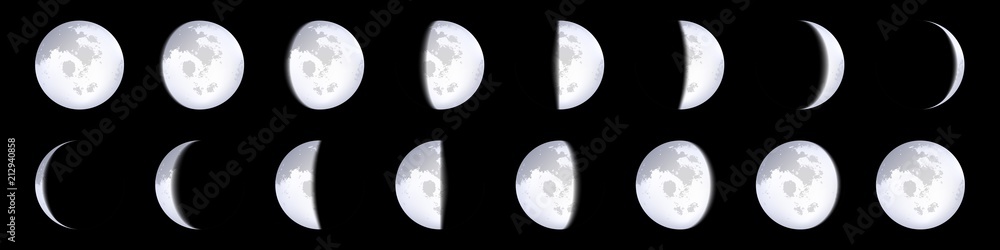 Creative Vector Illustration Of Realistic Moon Phases Schemes Isolated Creative Vector Illustration Of Realistic Moon Phases Schemes Isolated