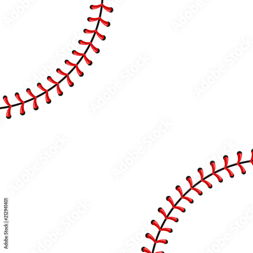 Creative vector illustration of sports baseball ball stitches, red lace seam isolated on transparent background. Art design thread decoration. Abstract concept graphic element