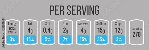 Creative vector illustration of nutrition facts information label for cereal box package isolated on transparent background. Design daily value ingredient amounts guideline calories, cholesterol, fat.