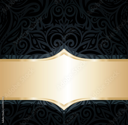 Decorative black & gold floral luxury wallpaper background design