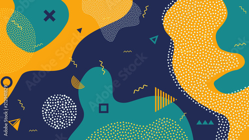 Creative vector illustration of children cartoon color splash background. Art design trendy 80s-90s memphis style. Geometric line shape pattern. Abstract concept graphic playground banner element