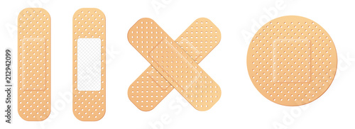 Canvastavla Creative vector illustration of adhesive bandage elastic medical plasters set isolated on transparent background