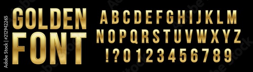 Creative vector illustration of golden glossy font, gold alphabet, metal typeface isolated on transparent background. Art design luxury metallic typographic abc. Abstract concept graphic element.