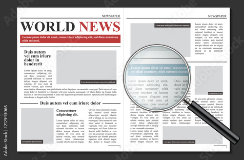 Creative vector illustration of daily newspaper journal, business promotional news isolated on transparent background. Art design mockup template. Abstract concept graphic typographic print element