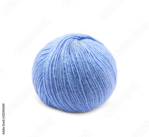 Blue Yarn Ball on white background