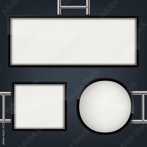 фотографія Creative vector illustration of street sign hanging mounted illuminated lightbox isolated on transparent background