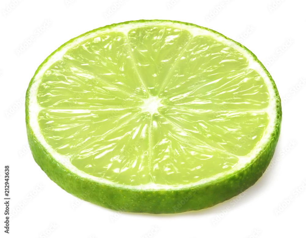 single slice of lime fruit isolated on white background single slice of lime fruit isolated on white background