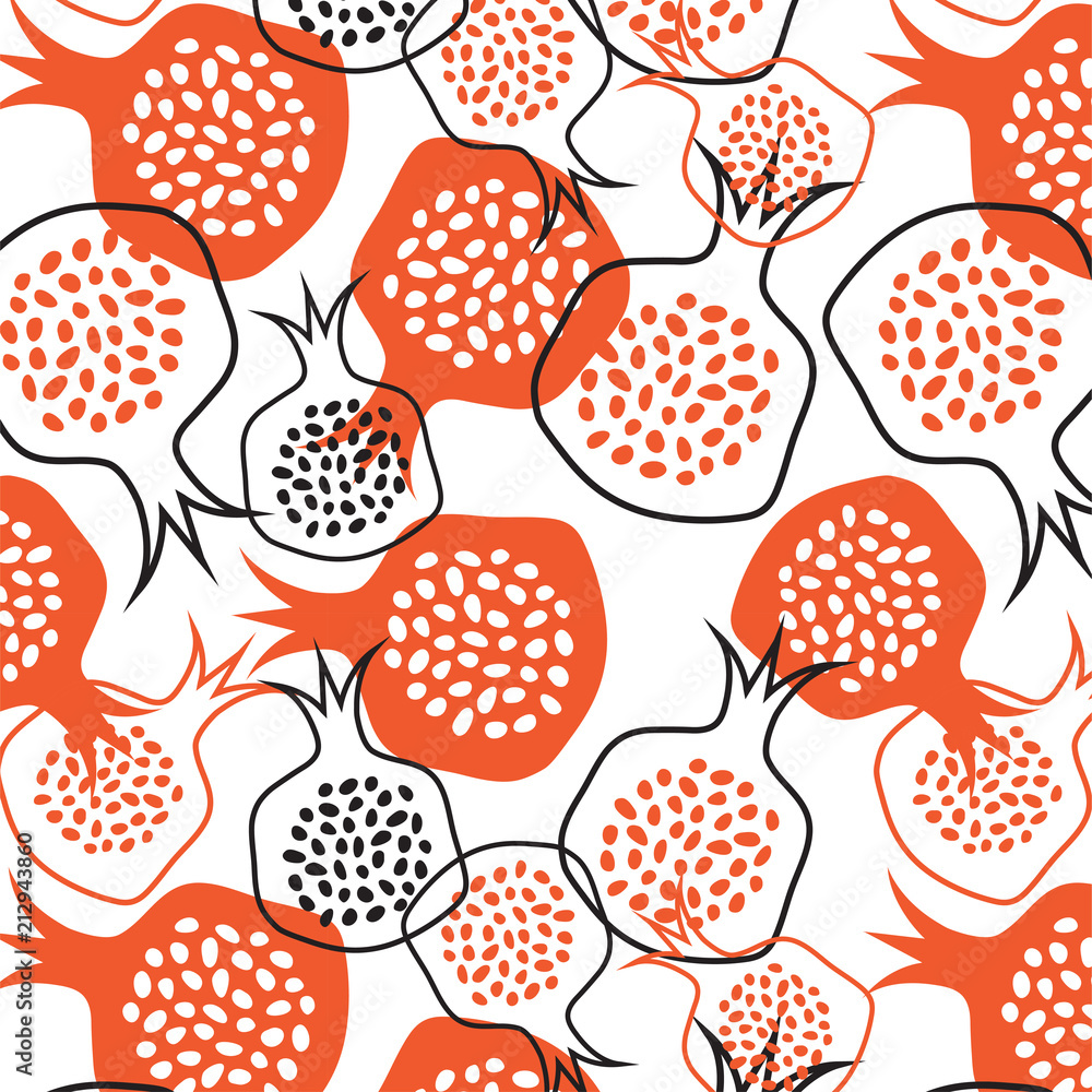 hand drawn pomegranate pattern. vector illustration hand drawn pomegranate pattern. vector illustration