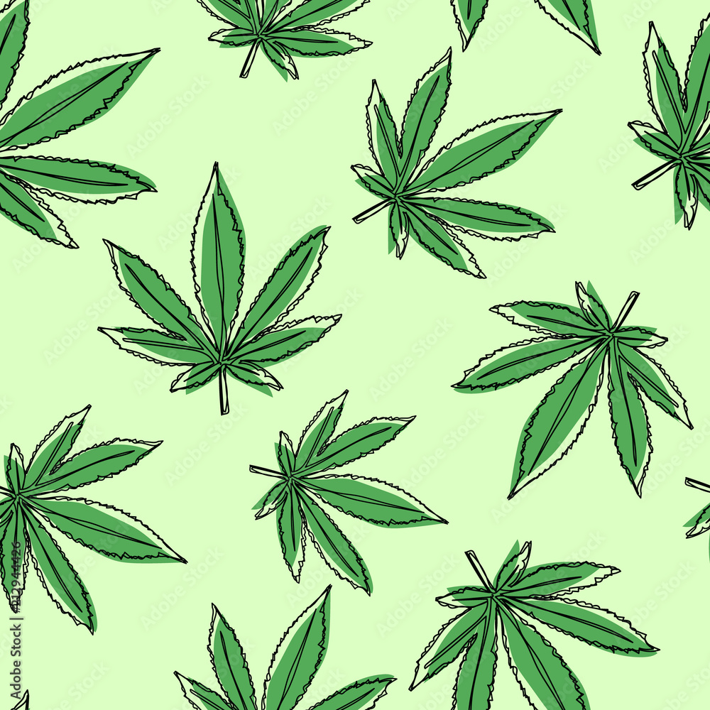 Marijuana leaves seamless pattern. Cannabis background. Marijuana leaves seamless pattern. Cannabis background.