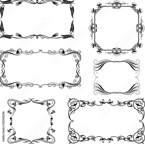 Set of the decorative frames in the art nouveau style
