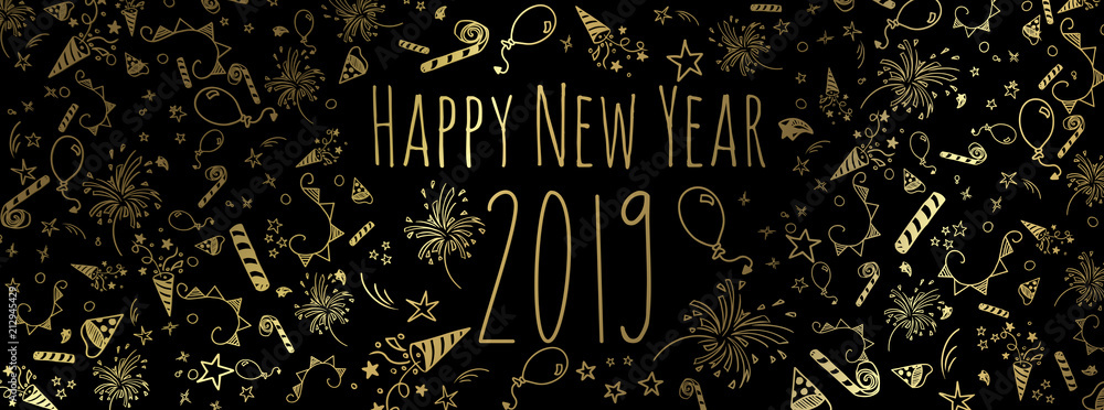 happy new year 2019 - obrazy, fototapety, plakaty 