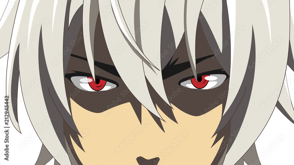 Anime Manga Boy Expressions Eyes Set. Japanese Cartoon Style Stock