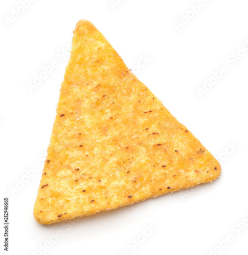 Top view of single nacho chip