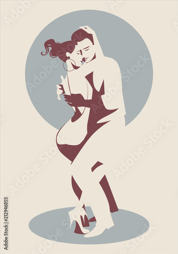 Young couple dancing bachata, merengue or latin music