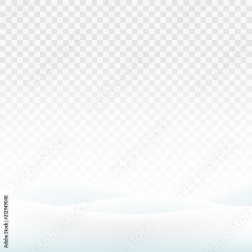 Stock vector illustration snowdrifts isolated on a transparent background. White snow. Snowy hills. The dunes of snow. EPS10